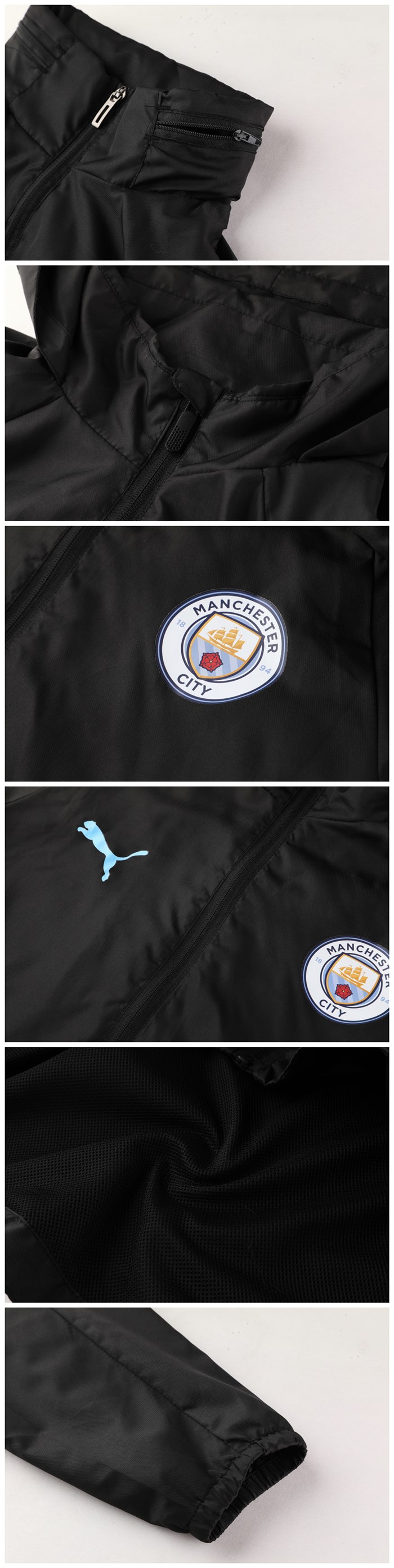 Manchester city 2019-20 Black Hoody Woven Windrunner - Click Image to Close
